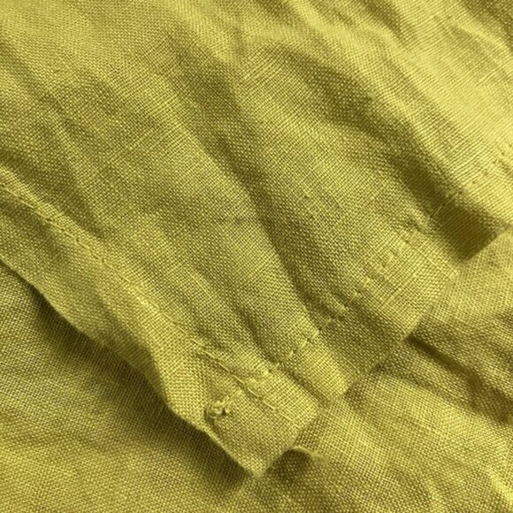 Lea Rigoli Linen Cardigan Womens 1x Chartreuse Yellow Open Front Waterfall - Picture 8 of 8
